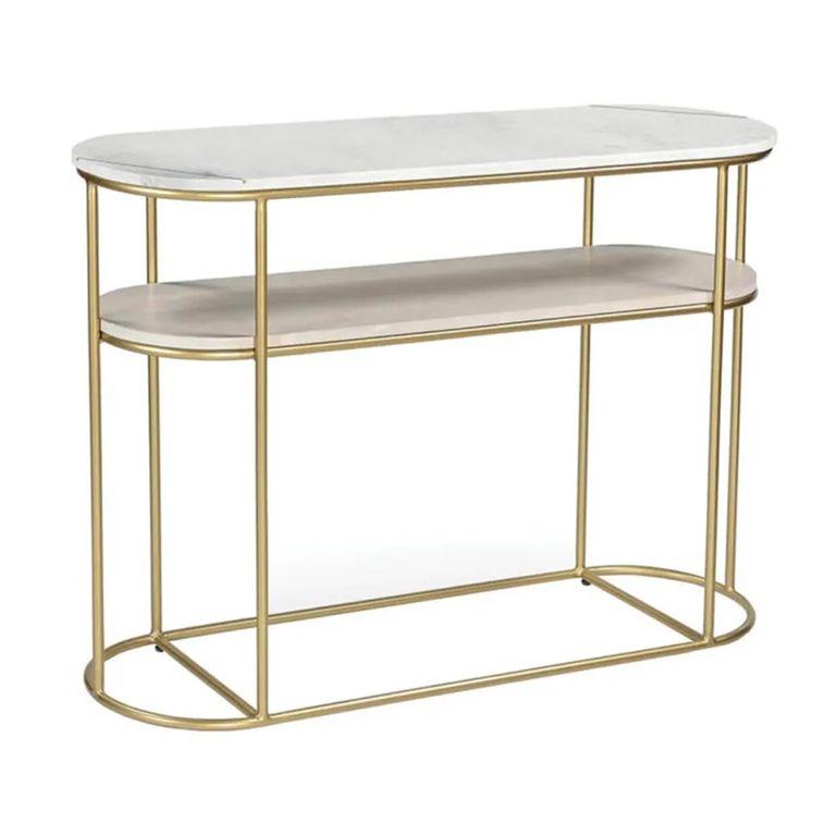 Clearance - Buxton Console Table - Oval - White Marble and Gold - FSS16561