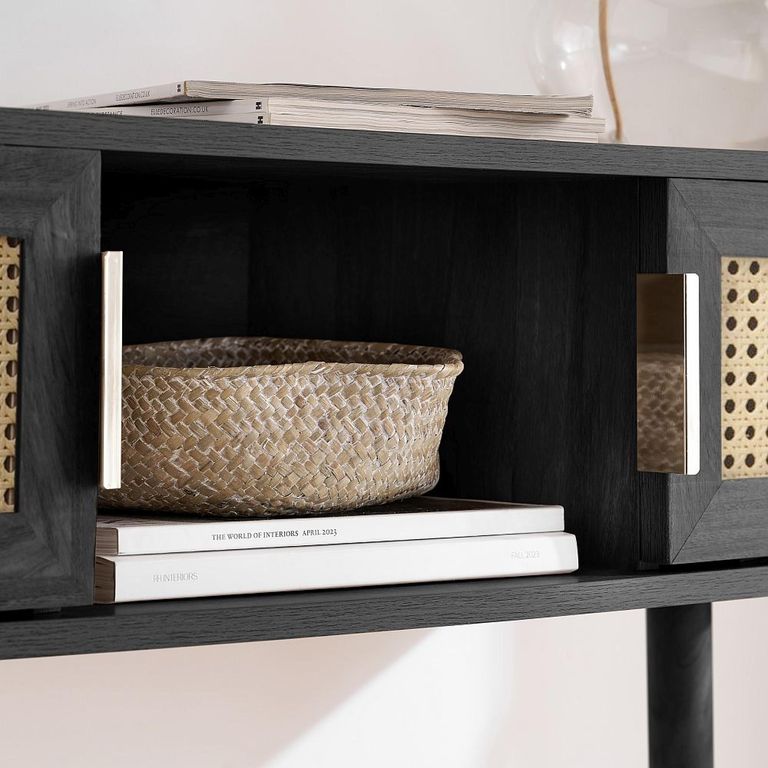 Noah Console Table - 110cm - Black and Rattan