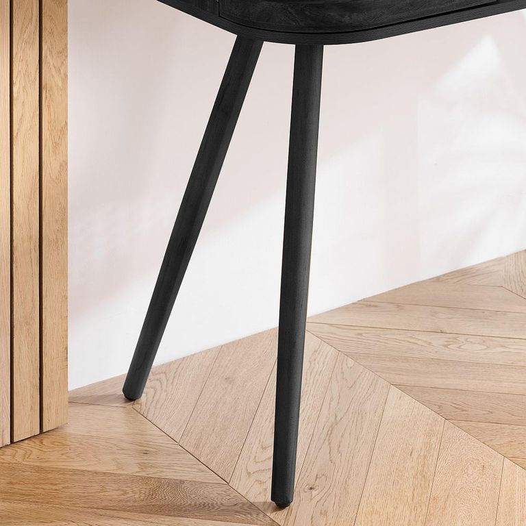 Noah Console Table - 110cm - Black and Rattan