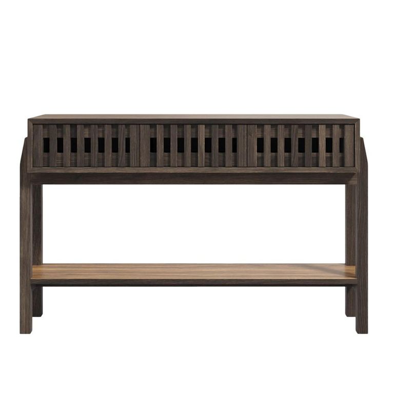 Abigail Ahern Batten Console Table - 3 Drawer - Zebrano Veneer