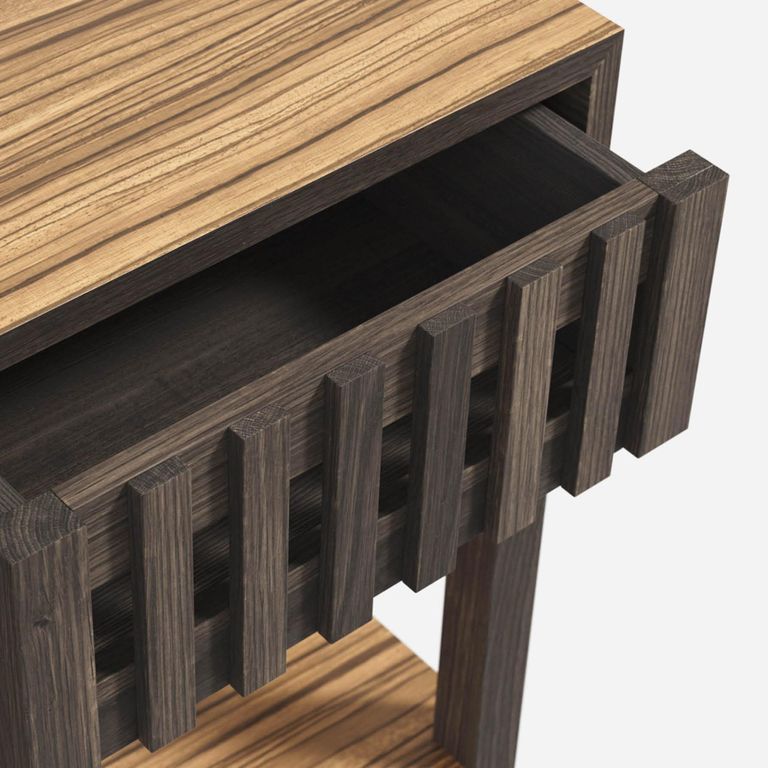 Abigail Ahern Batten Console Table - 3 Drawer - Zebrano Veneer