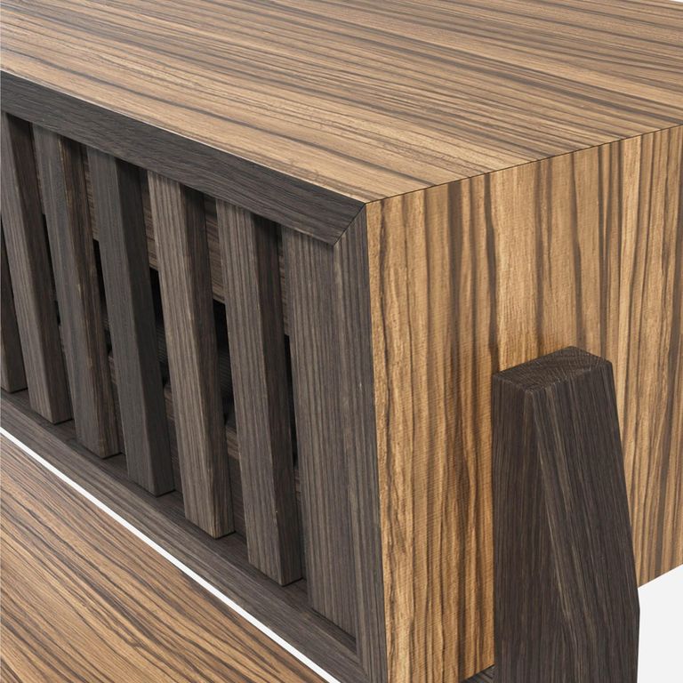 Abigail Ahern Batten Console Table - 3 Drawer - Zebrano Veneer