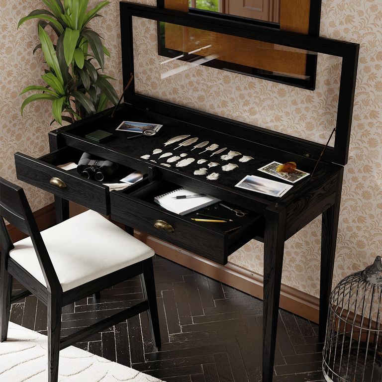 Elmhurst Console Table - 1 Door 2 Drawer - Black and Glass