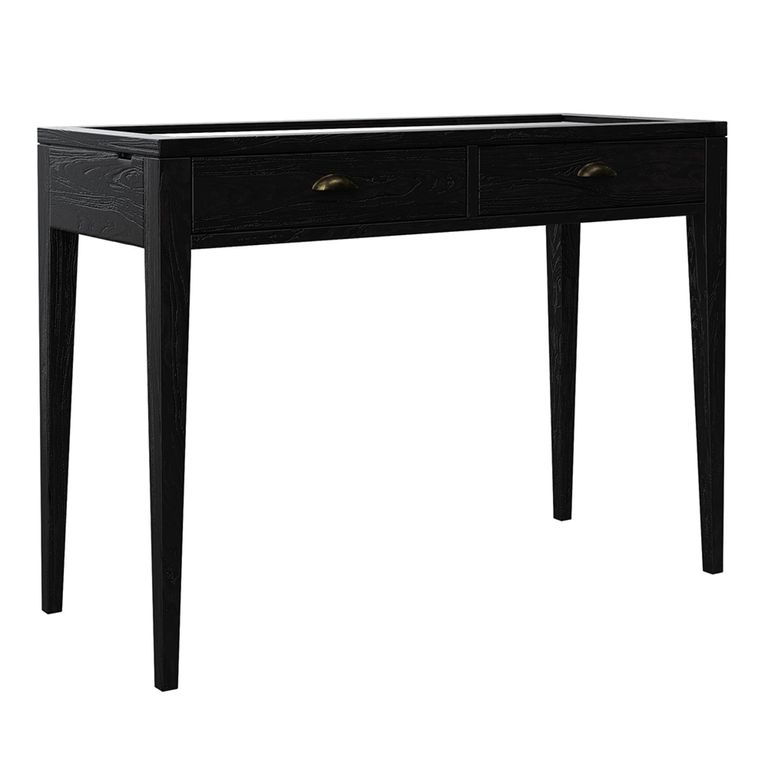 Elmhurst Console Table - 1 Door 2 Drawer - Black and Glass
