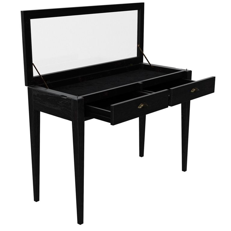 Elmhurst Console Table - 1 Door 2 Drawer - Black and Glass