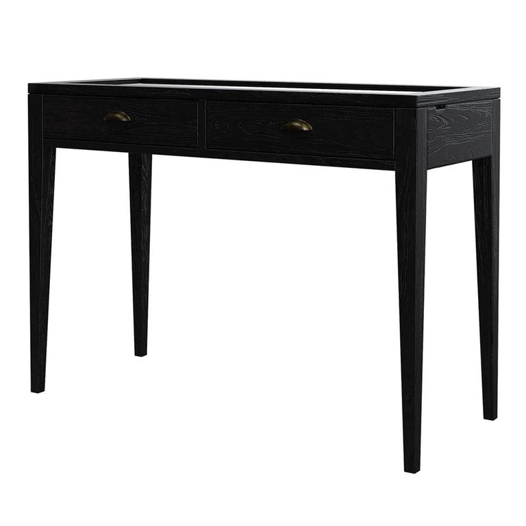 Elmhurst Console Table - 1 Door 2 Drawer - Black and Glass