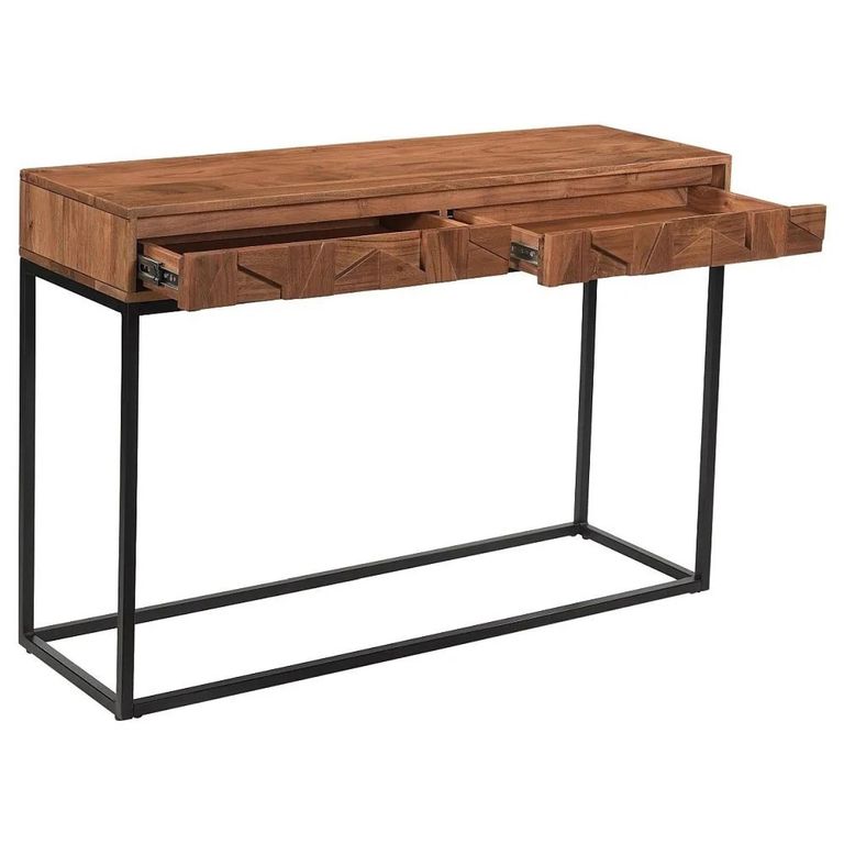 Axis Acacia Wood Console Table - 2 Drawer - Geometric