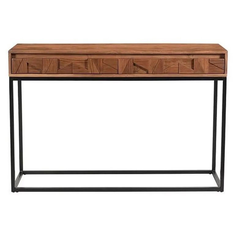 Axis Acacia Wood Console Table - 2 Drawer - Geometric