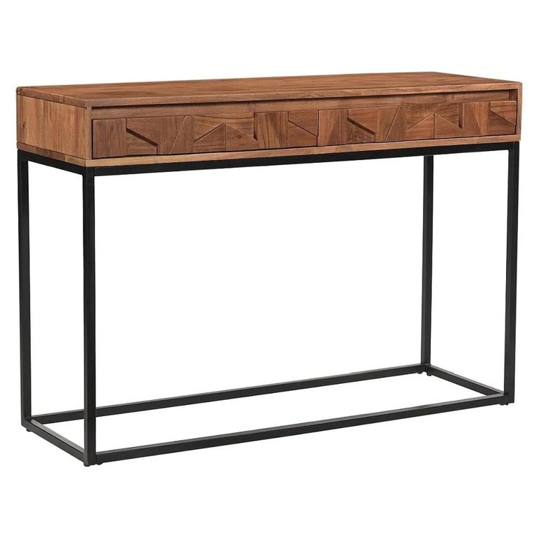 Axis Acacia Wood Console Table - 2 Drawer - Geometric