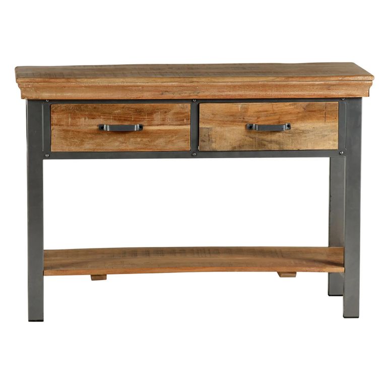 Metropolis Console Table - 2 Drawer - Industrial - Solid Wood and Metal