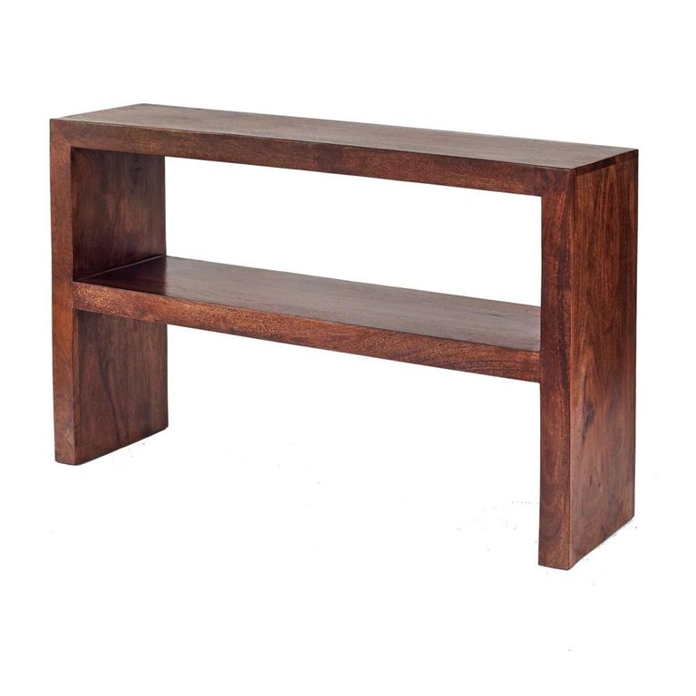 Dakota Console Table - with Shelf - Dark Mango Wood