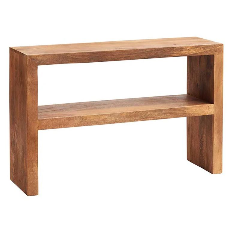 Dakota Console Table - with Shelf - Light Mango Wood