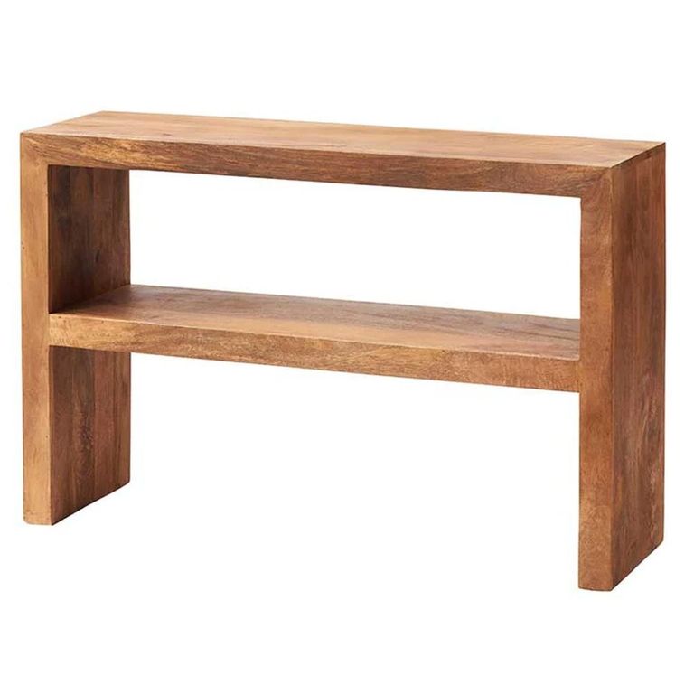 Dakota Console Table - with Shelf - Light Mango Wood