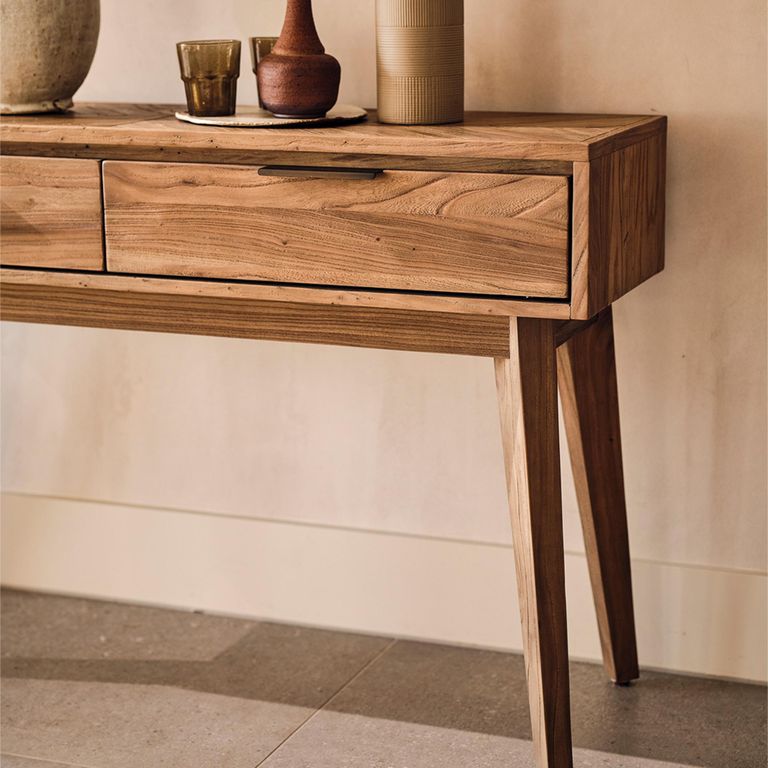 Sorrento Console Table - 2 Drawer - Chevron - Elm Wood