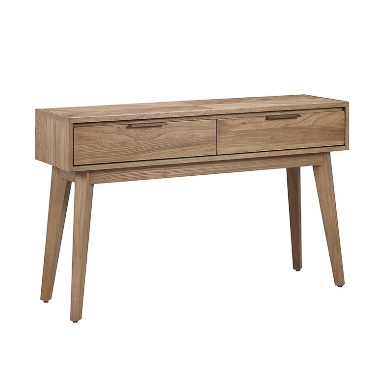 Sorrento Console Table - 2 Drawer - Chevron - Elm Wood