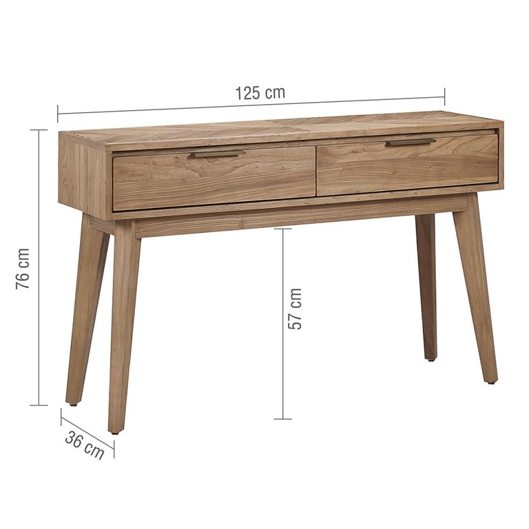 Sorrento Console Table - 2 Drawer - Chevron - Elm Wood