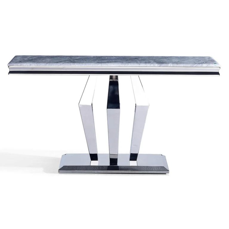 Dolce Console Table - Grey Marble & Chrome