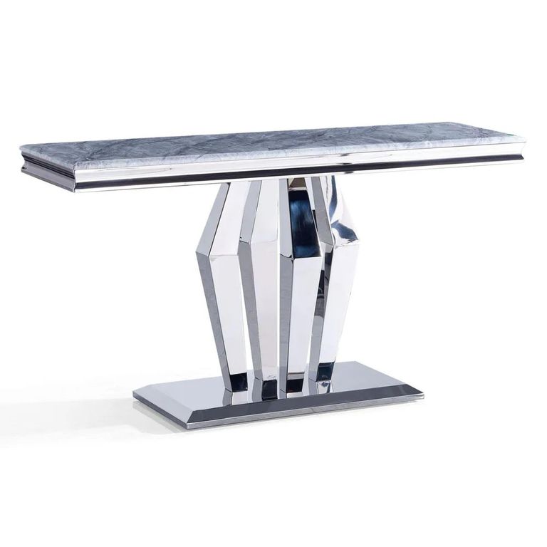 Dolce Console Table - Grey Marble & Chrome