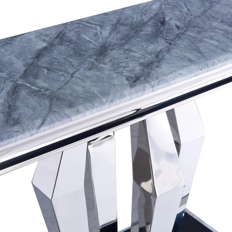 Dolce Console Table - Grey Marble & Chrome