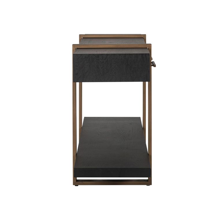 Cambon Dark Oak and Brass Large Console Table