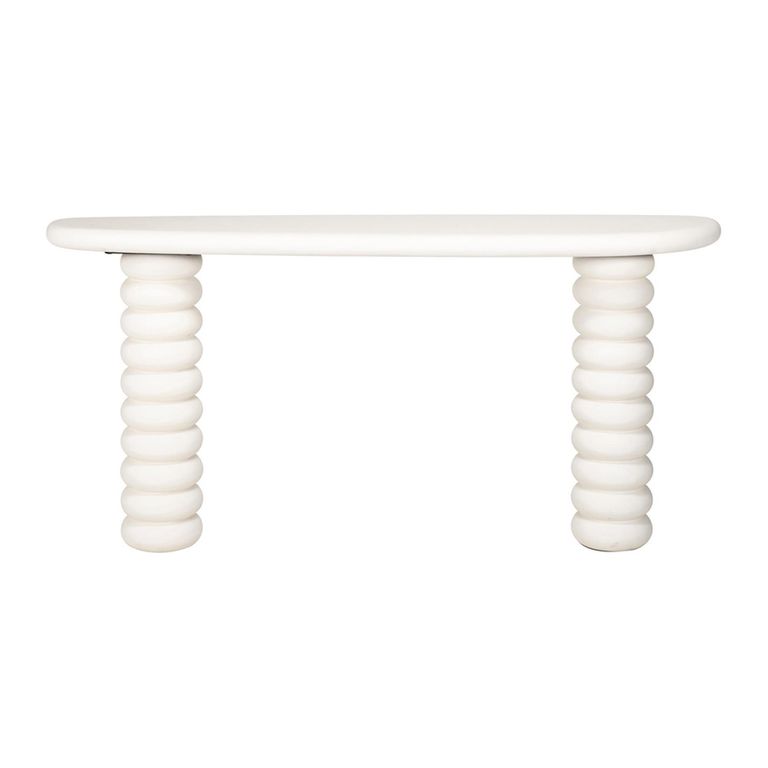 Bloomstone White Lime Plaster Curved Console Table