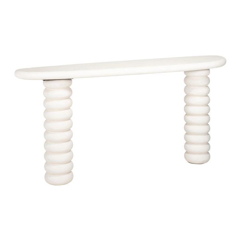 Bloomstone White Lime Plaster Curved Console Table