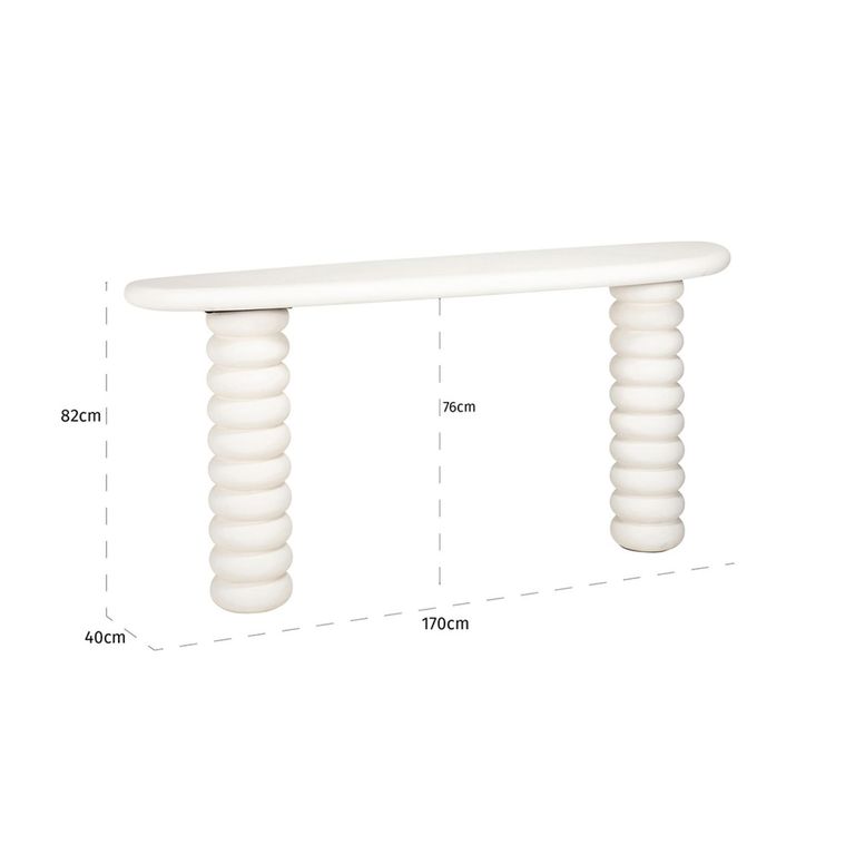 Bloomstone White Lime Plaster Curved Console Table