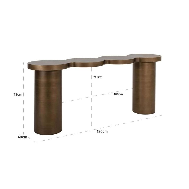 Bubba Console Table - Abstract - Brushed Gold - Metal