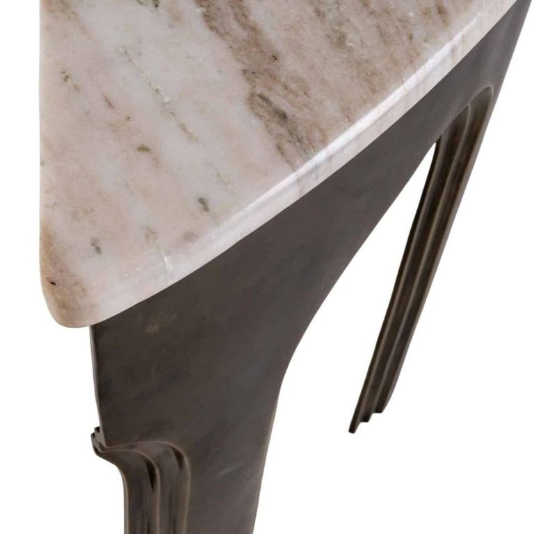 Sanchis Console Table - Half Moon - Antique Brass - Marble and Aluminium