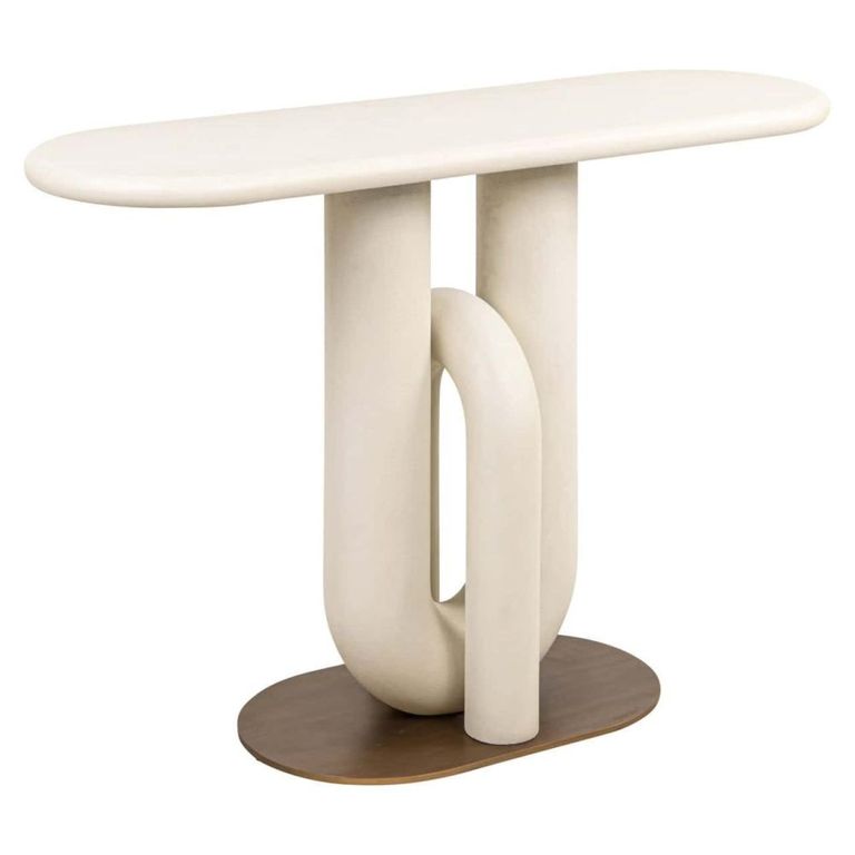 Winslow Console Table - Oval - White and Gold - Metal