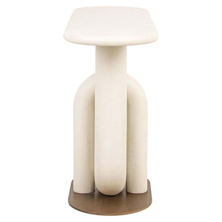 Winslow Console Table - Oval - White and Gold - Metal