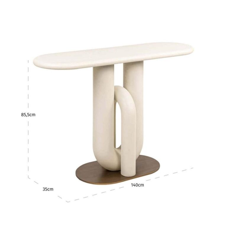 Winslow Console Table - Oval - White and Gold - Metal