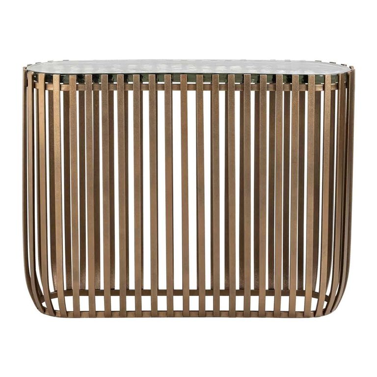 Volante Glass and Gold Console Table