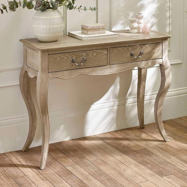Camille Console Table - 2 Drawer - French Style - Natural - Limed Oak