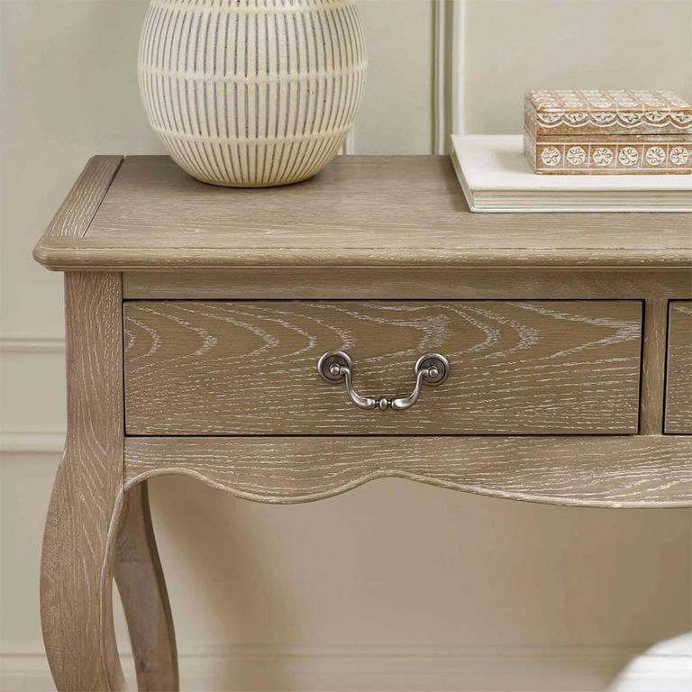 Camille Console Table - 2 Drawer - French Style - Natural - Limed Oak