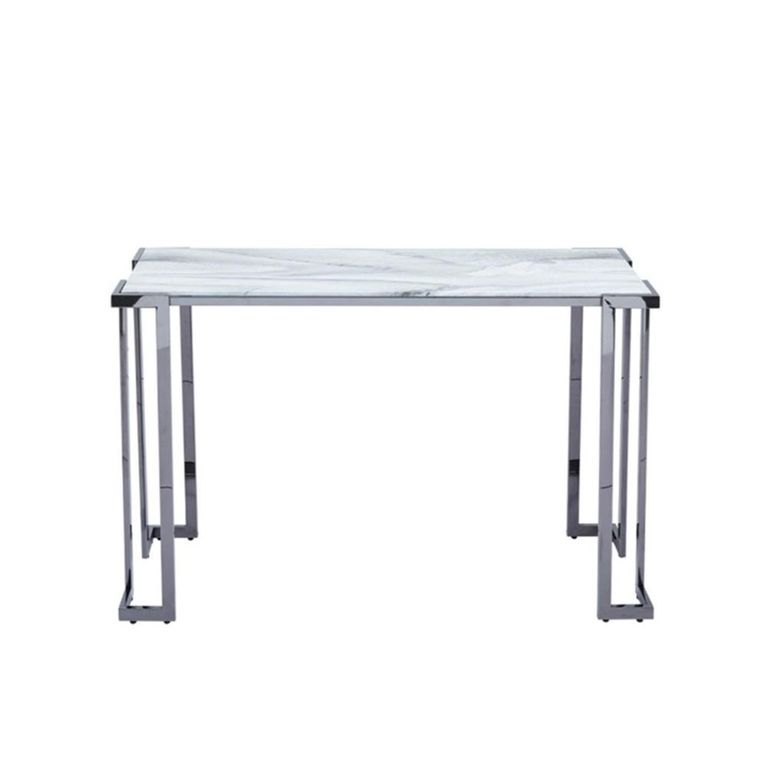 Aamari Console Table - White Marble and Chrome