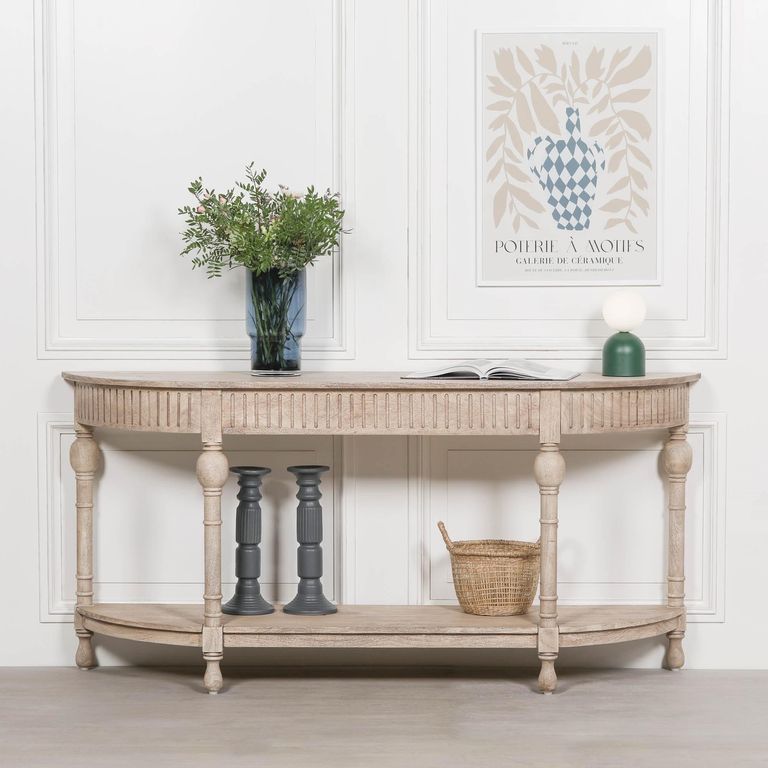 Acacia Wood Curved Console Table - Large