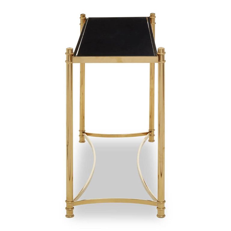 Ackley Console Table - Black Glass - Gold Legs