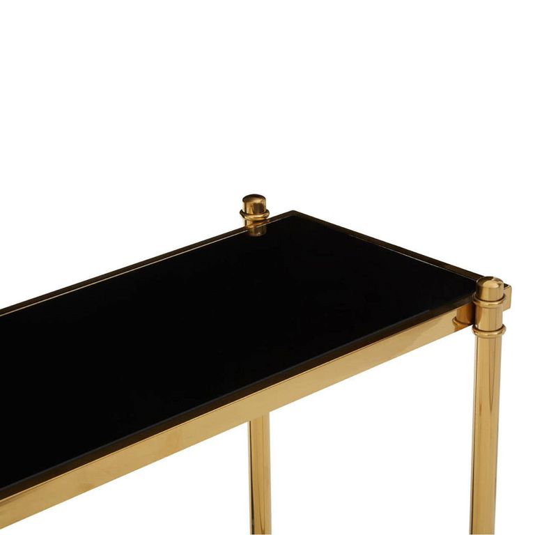 Ackley Console Table - Black Glass - Gold Legs