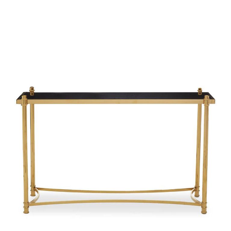 Ackley Console Table - Black Glass - Gold Legs