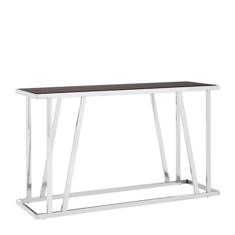 Ackley Console Table - Black Glass - Silver Legs