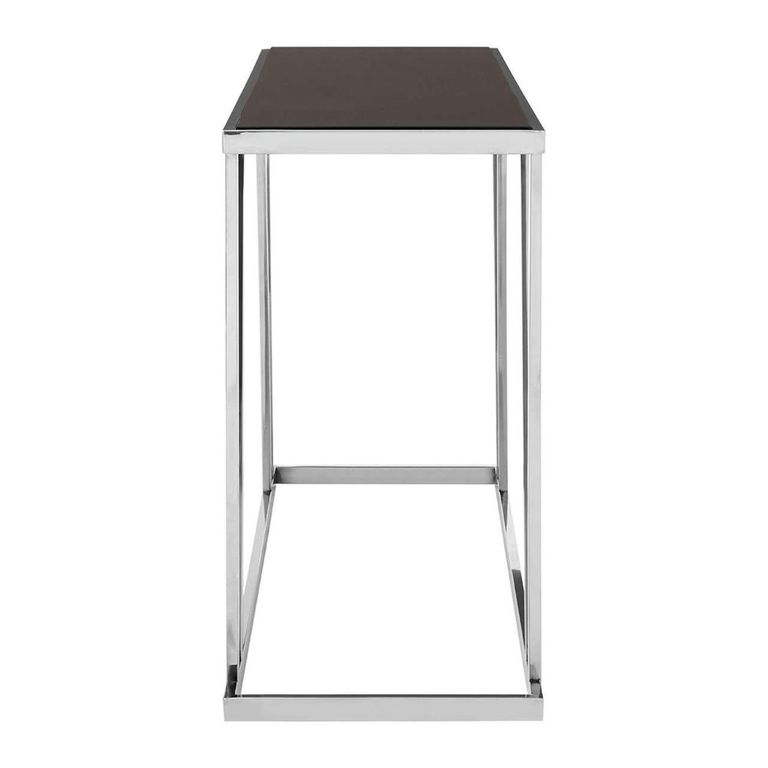Ackley Console Table - Black Glass - Silver Legs