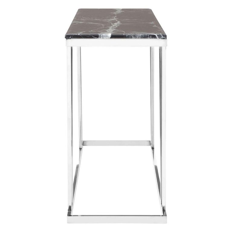 Ackley Console Table - Black Marble - Silver Legs