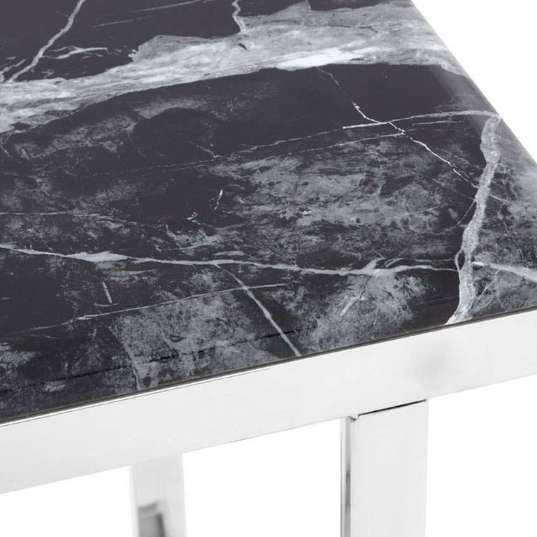 Ackley Console Table - Black Marble - Silver Legs