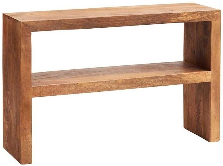 Ajmer Light Mango Wood Console Table with Shelf