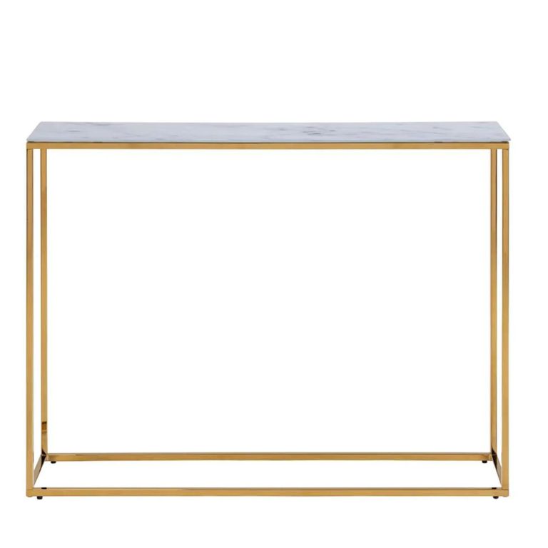 Alisma Console Table - White Marble and Gold Metal