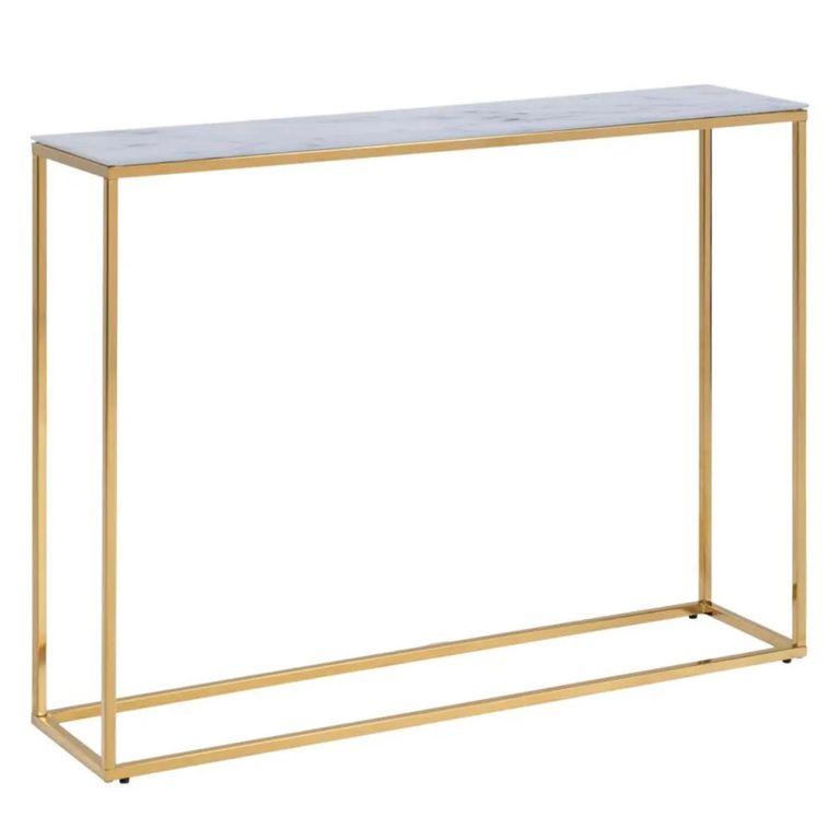 Alisma Console Table - White Marble and Gold Metal