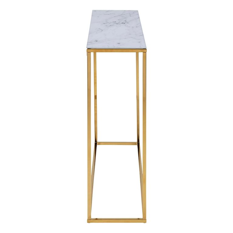 Alisma Console Table - White Marble and Gold Metal