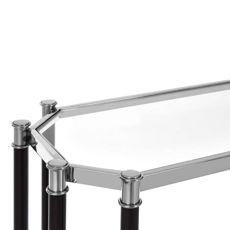Allessi Console Table - Clear Glass and Chrome - Oval
