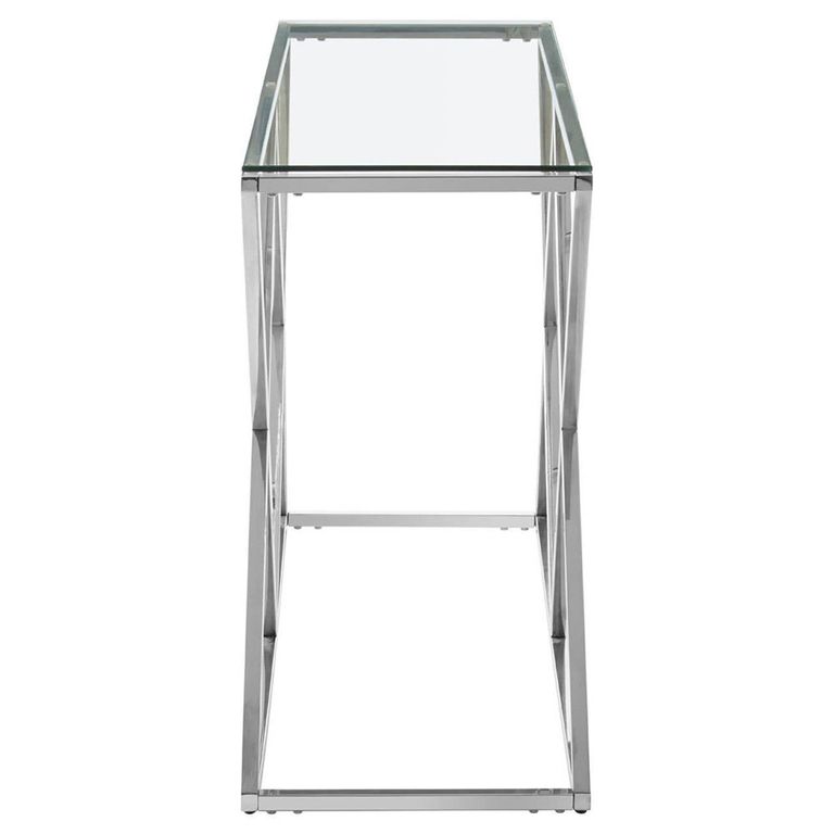 Allure Console Table - Clear Glass - Silver Inverted Prism Base